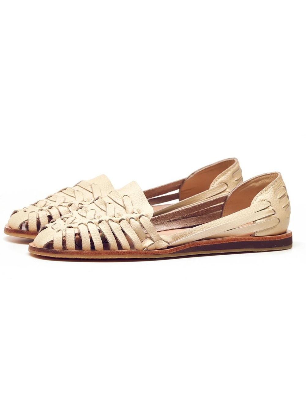 Nisolo Ecuador Leather Huarache Sandals Bone Beige Cream - Women's 10 EUC